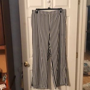 Black and white palazzo cut pants